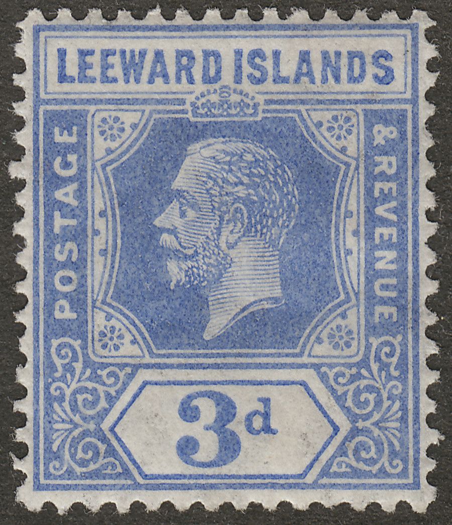 Leeward Islands 1923 KGV 3d Light Ultramarine Mint SG68