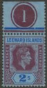 Click for more photos and details Leeward Islands 1938 KGVI 2sh Deep Purple and Blue on Blue Chalky Mint SG111