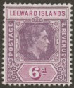 Click for more photos and details Leeward Islands 1942 KGVI 6d Pale Purple + Bright Purple Ordinary Mint SG109a