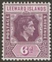 Click for more photos and details Leeward Islands 1942 KGVI 6d Pale Purple + Bright Purple Ordinary Mint SG109a