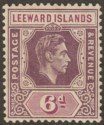 Click for more photos and details Leeward Islands 1938 KGVI 6d Deep Dull Purple + Bright Purple Chalky Mint SG109