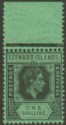 Click for more photos and details Leeward Islands 1942 KGVI 1sh Black and Grey on Emerald Ordinary Mint SG110bb
