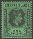 Click for more photos and details Leeward Islands 1942 KGVI 1sh Black on Emerald Ordinary Mint SG110b