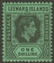 Leeward Islands 1942 KGVI 1sh Black on Emerald Ordinary Mint SG110b