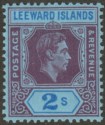 Click for more photos and details Leeward Islands 1947 KGVI 2sh Deep Purple and Blue on Blue Ordinary Mint SG111ab