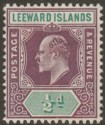 Click for more photos and details Leeward Islands 1908 KEVII ½d Dull Purple and Green on Chalky Paper Mint SG29a