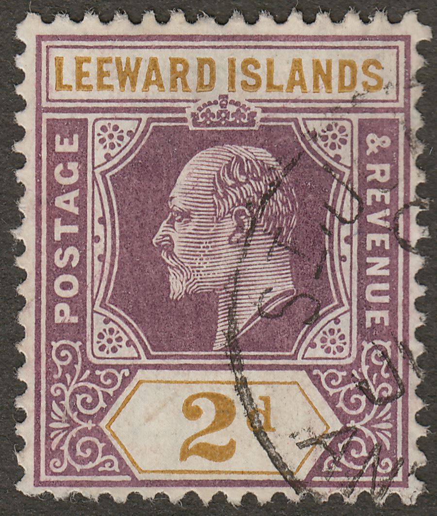 Leeward Islands 1908 KEVII 2d Dull Purple and Ochre Used SG31