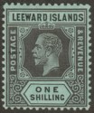 Click for more photos and details Leeward Islands 1913 KGV 1sh Black on Green with White Back Mint SG54a