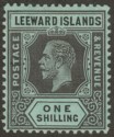 Leeward Islands 1913 KGV 1sh Black on Green with White Back Mint SG54a