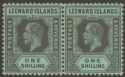 Leeward Islands 1913 KGV 1sh Black on Green Pair Mint SG54