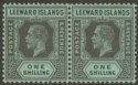 Click for more photos and details Leeward Islands 1913 KGV 1sh Black on Green Pair Mint SG54