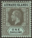 Leeward Islands 1917 KGV 1sh Black on Blue-Green with Olive Back Mint SG54b