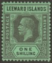 Click for more photos and details Leeward Islands 1923 KGV 1sh Black on Emerald Mint SG73