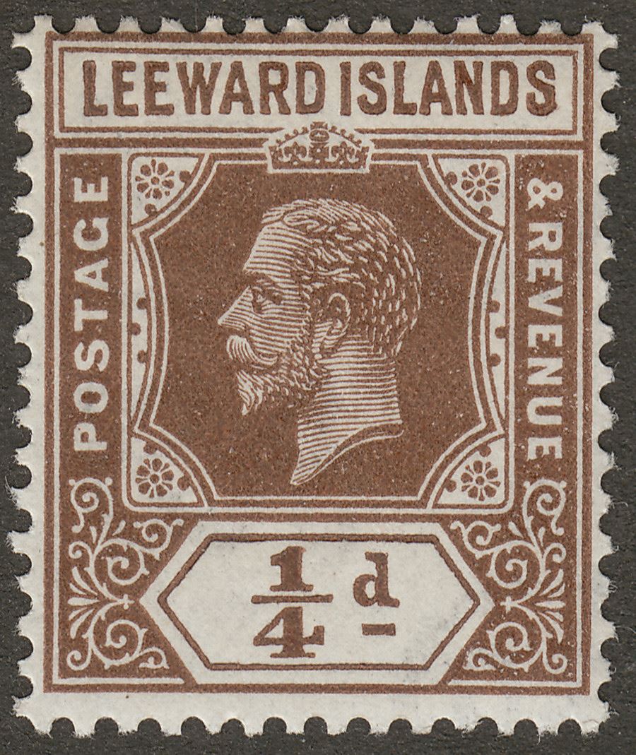 Leeward Islands 1931 KGV ¼d Brown Die I Mint SG81