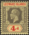 Leeward Islands 1924 KGV 4d Black and Red on Pale Yellow Mint SG70