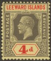 Click for more photos and details Leeward Islands 1924 KGV 4d Black and Red on Pale Yellow Mint SG70