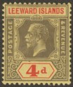 Leeward Islands 1924 KGV 4d Grey-Black and Red on Pale Yellow Mint SG70