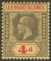 Click for more photos and details Leeward Islands 1924 KGV 4d Grey-Black and Red on Pale Yellow Mint SG70