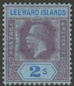 Click for more photos and details Leeward Islands 1922 KGV 2sh Purple and Blue on Blue Mint SG74
