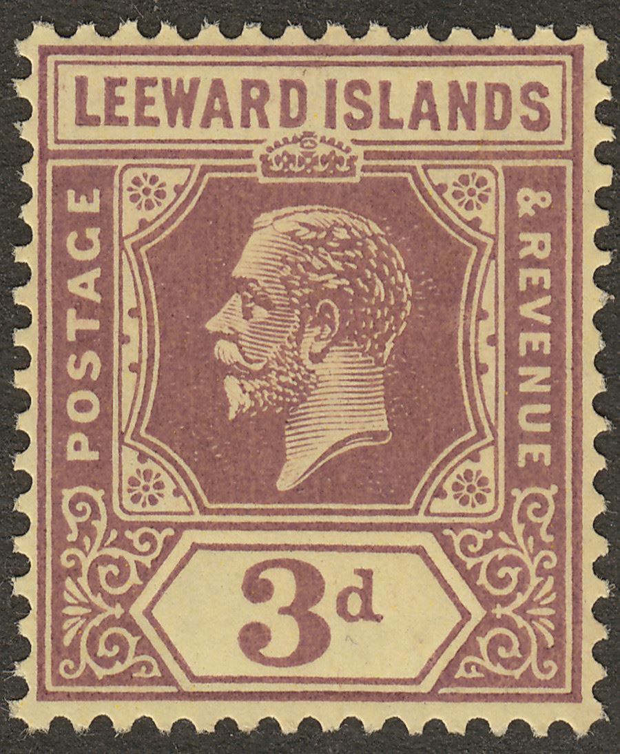 Leeward Islands 1927 KGV 3d Purple on Yellow Mint SG69