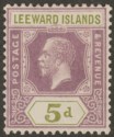 Leeward Islands 1922 KGV 5d Dull Purple and Olive-Green Mint SG71