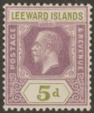 Click for more photos and details Leeward Islands 1922 KGV 5d Dull Purple and Olive-Green Mint SG71