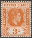 Click for more photos and details Leeward Islands 1938 KGVI 3d Orange Chalky Mint SG107