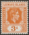 Click for more photos and details Leeward Islands 1938 KGVI 3d Orange Chalky Mint SG107