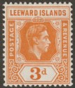 Click for more photos and details Leeward Islands 1938 KGVI 3d Orange Chalky Mint SG107
