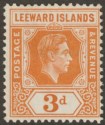Click for more photos and details Leeward Islands 1938 KGVI 3d Orange Chalky Mint SG107