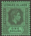 Leeward Islands 1938 KGVI 1sh Black on Emerald Chalky Mint SG110
