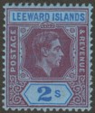 Click for more photos and details Leeward Islands 1942 KGVI 2sh Reddish Purple + Blue on Blue Ordinary Mint SG111a