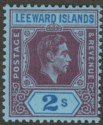 Click for more photos and details Leeward Islands 1947 KGVI 2sh Deep Purple and Blue on Blue Ordinary Mint SG111ab