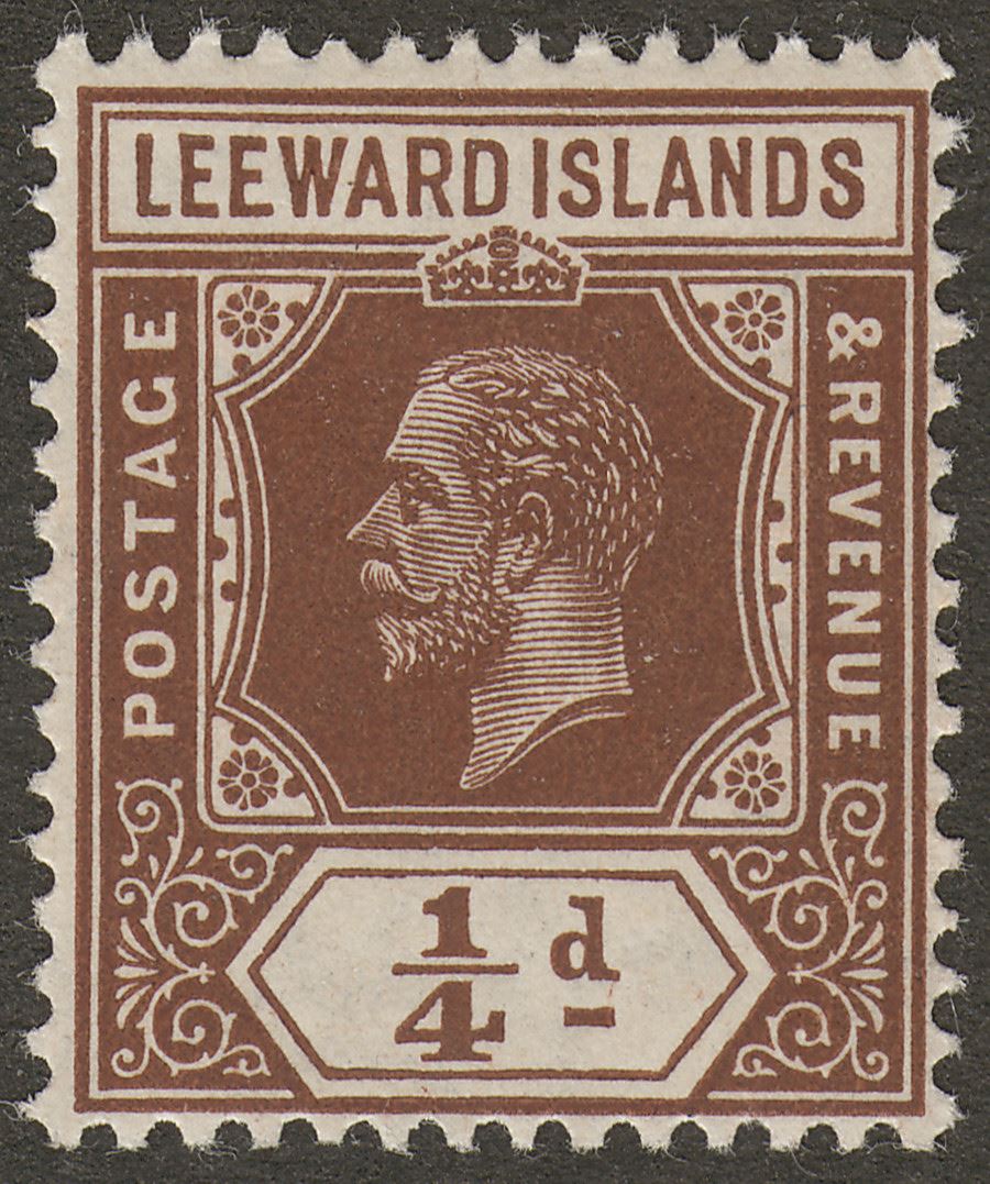 Leeward Islands 1912 KGV ¼d Deep Brown Mint SG46