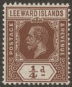 Click for more photos and details Leeward Islands 1912 KGV ¼d Deep Brown Mint SG46