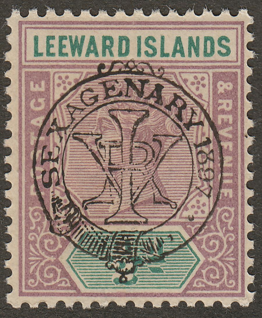 Leeward Islands 1897 QV Jubilee Overprint ½d Dull Mauve and Green Mint SG9