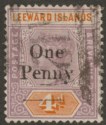 Click for more photos and details Leeward Islands 1902 QV 1d on 4d Dull Mauve and Orange Used SG17