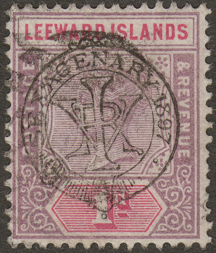 Leeward Islands 1897 QV Jubilee Overprint 1d Dull Mauve and Rose Used SG10