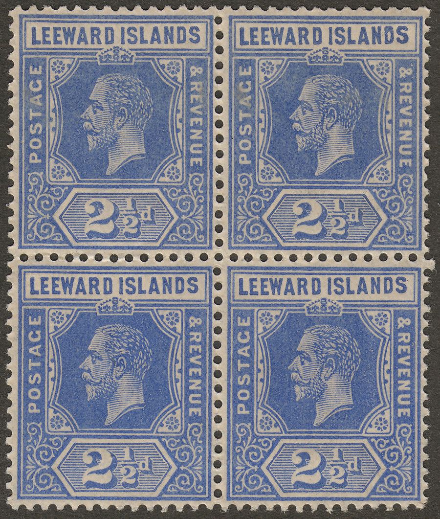 Leeward Islands 1913 KGV 2½d Blue Block of Four Mint SG50