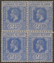 Click for more photos and details Leeward Islands 1913 KGV 2½d Blue Block of Four Mint SG50