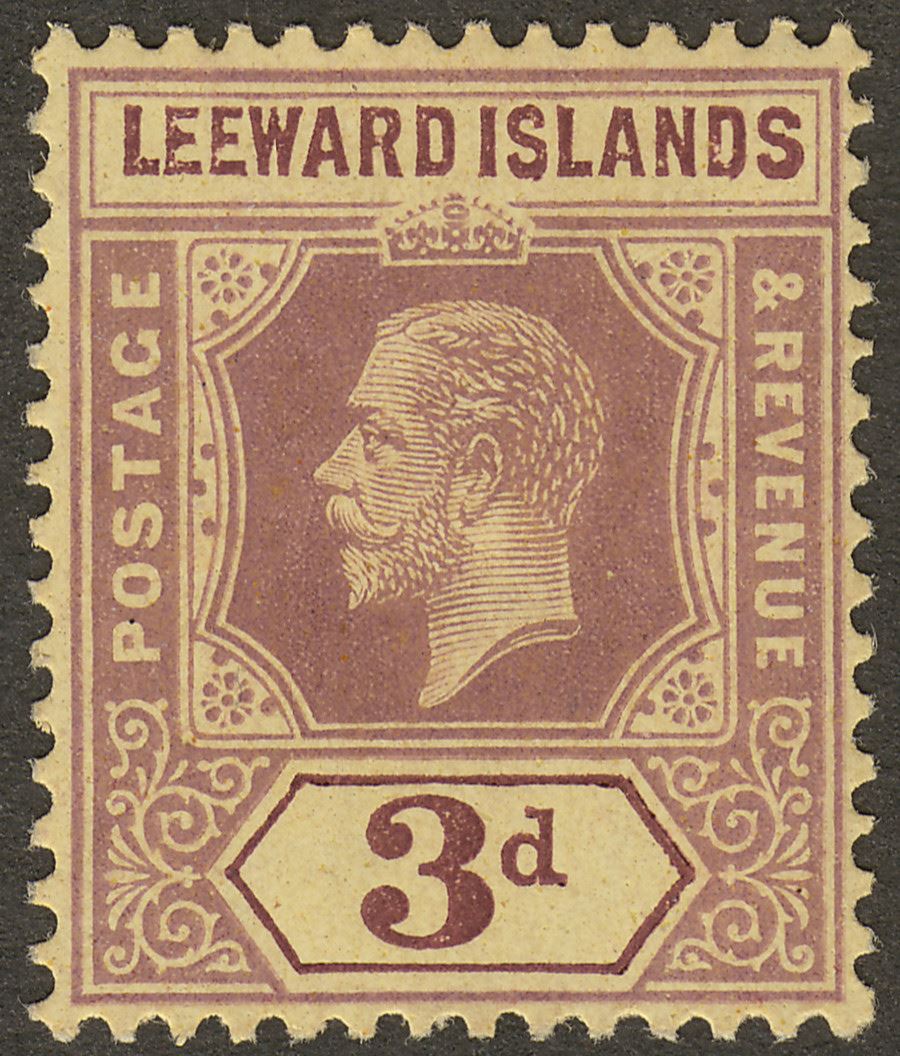 Leeward Islands 1920 KGV 3d Purple on Orange-Buff Mint SG51d