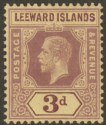 Click for more photos and details Leeward Islands 1920 KGV 3d Purple on Orange-Buff Mint SG51d