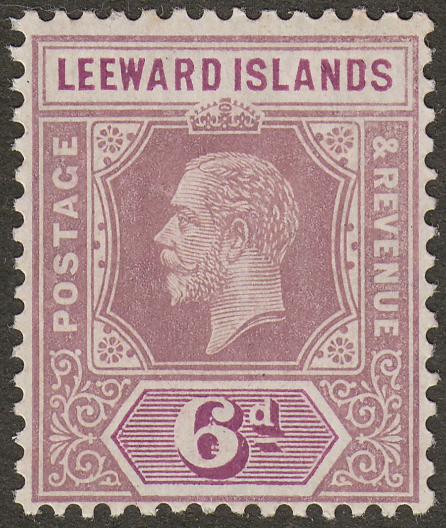 Leeward Islands 1913 KGV 6d Lilac and Mauve Mint SG53