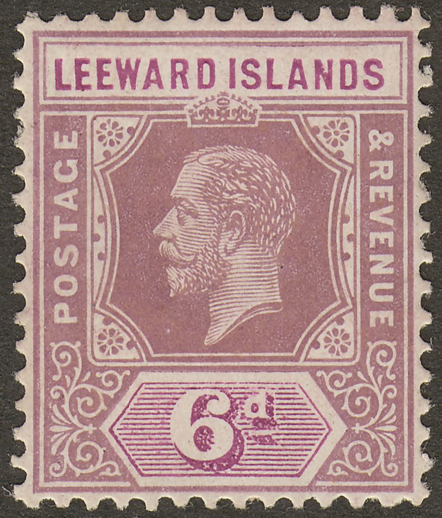 Leeward Islands 1913 KGV 6d Lilac and Mauve Mint SG53