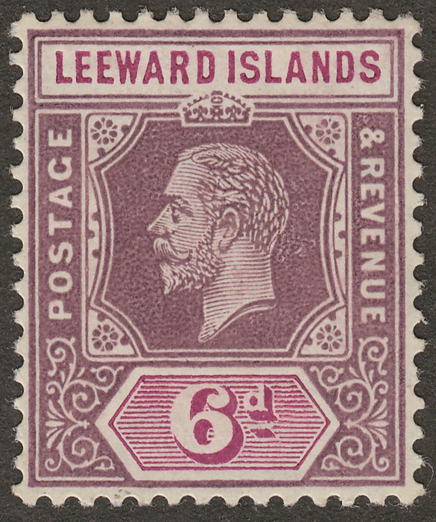 Leeward Islands 1913 KGV 6d Dull and Bright Purple Mint SG53