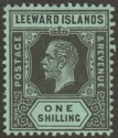 Click for more photos and details Leeward Islands 1913 KGV 1sh Black on Green Mint SG54