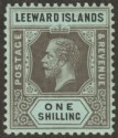 Click for more photos and details Leeward Islands 1917 KGV 1sh Black on Blue-Green with Olive Back Mint SG54b
