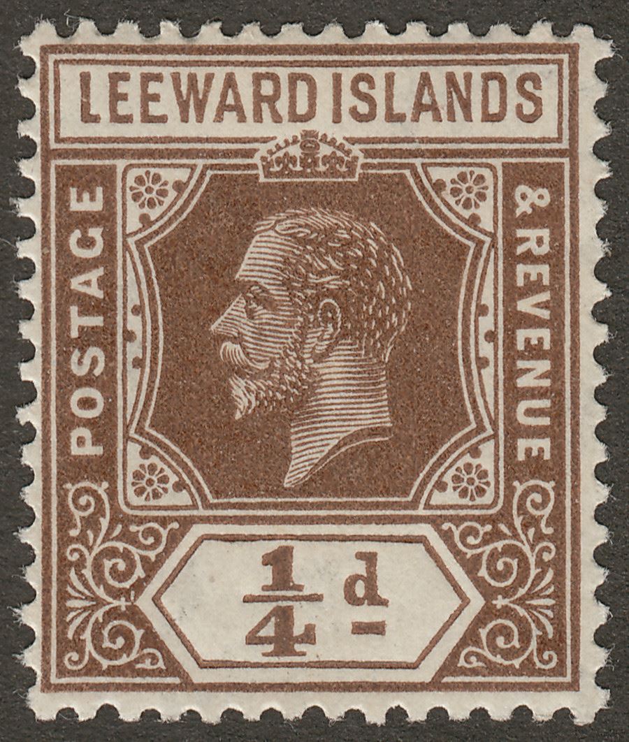 Leeward Islands 1931 KGV ¼d Brown Die I Mint SG81