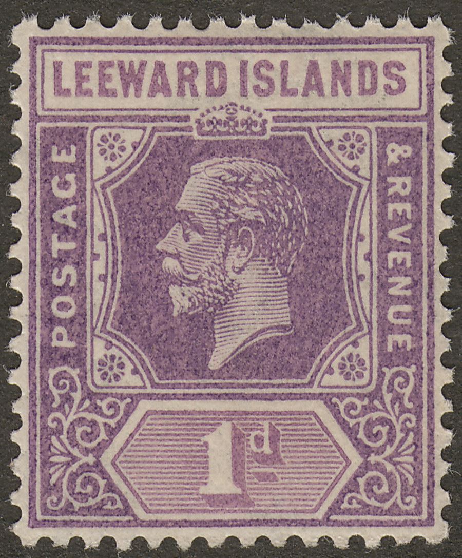 Leeward Islands 1922 KGV 1d Dull Violet and Lilac Mint SG62