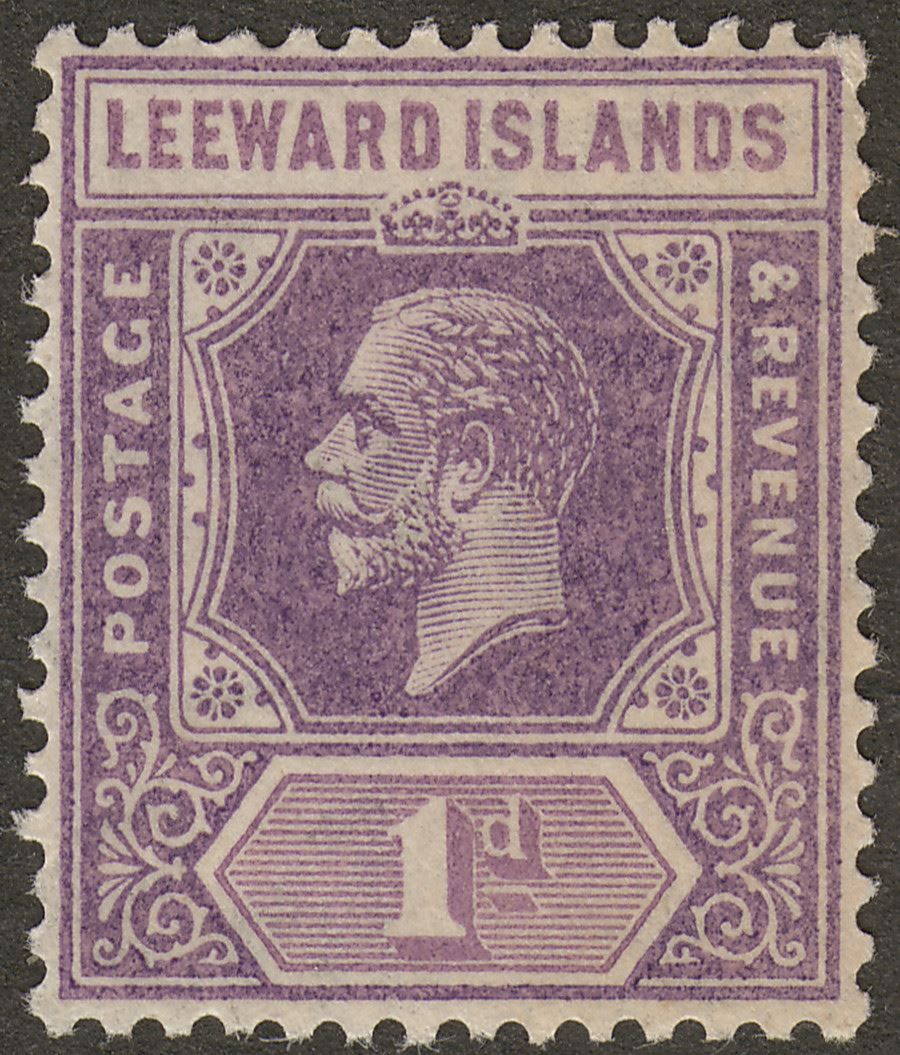 Leeward Islands 1922 KGV 1d Dull Violet and Lilac Mint SG62